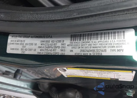 2014 Fiat 500L Trekking from USA, damaged, VIN ZFBCFADH9EZ021419